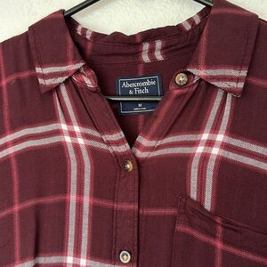 Abercrombie and Fitch women’s medium flannel Burgundy Plaid Shirt